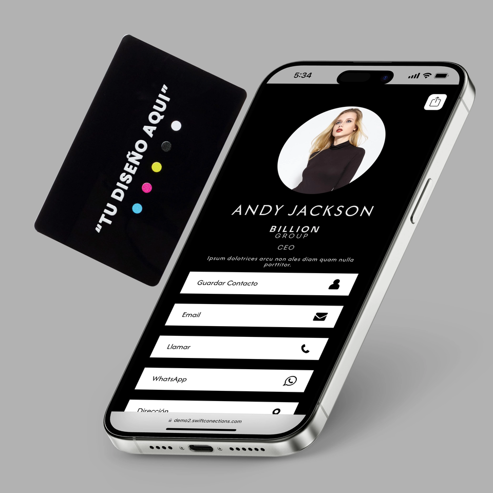 Tarjeta NFC PVC, PVC Negra Brillosa