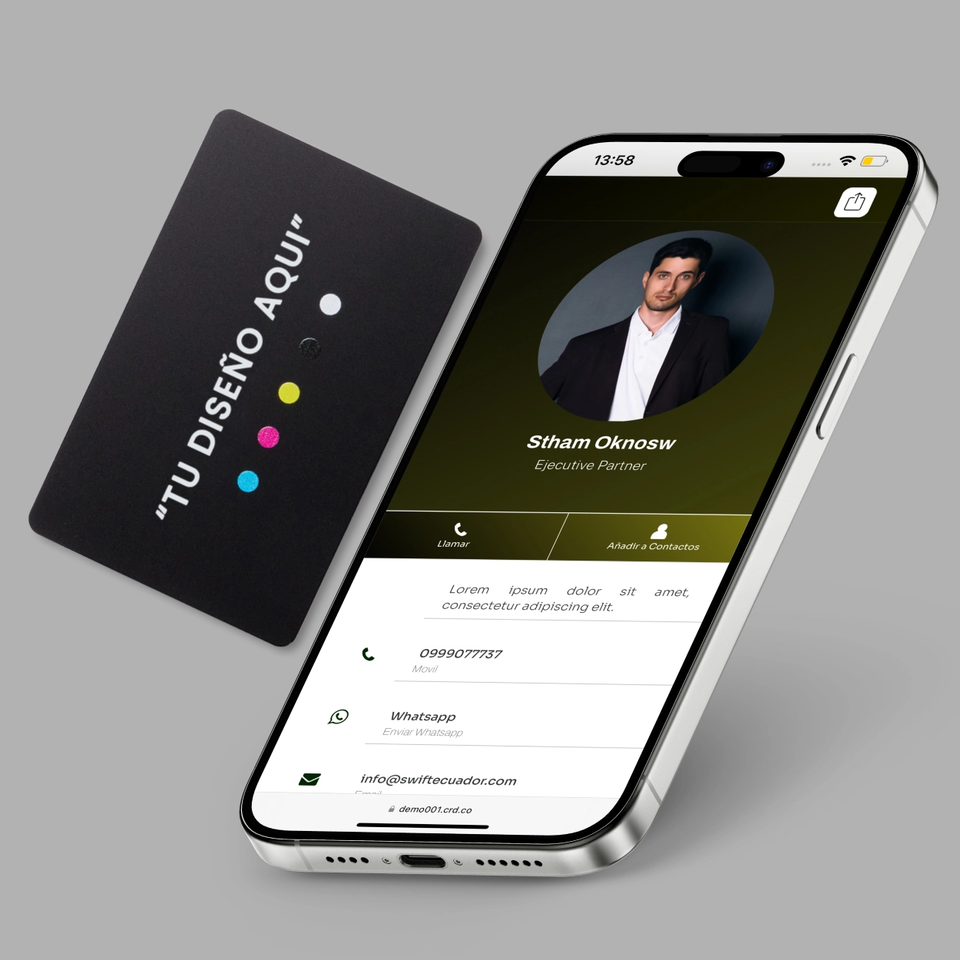 Tarjeta NFC de PVC con perfil digital