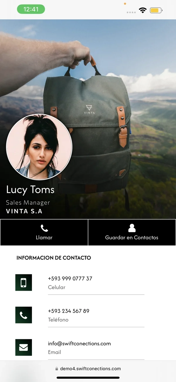 Lucy Toms, perfil con portada